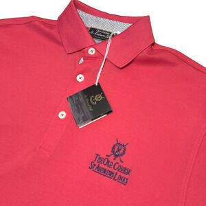 Old Course St Andrews Links Golf Polo Shirt Mens M Watermelon Pique Cotton NWT